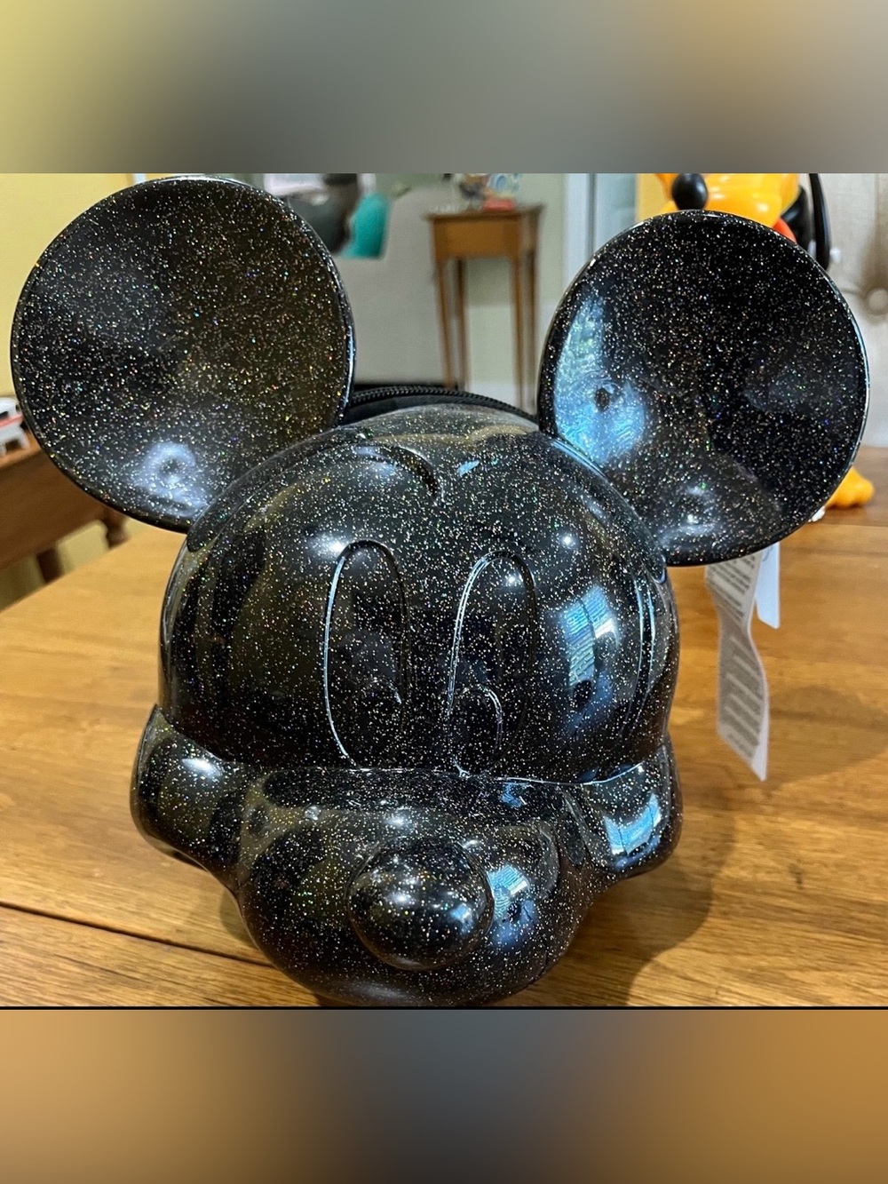 Disney Parks LoungeFly Black Glitter Mickey Mouse Head.